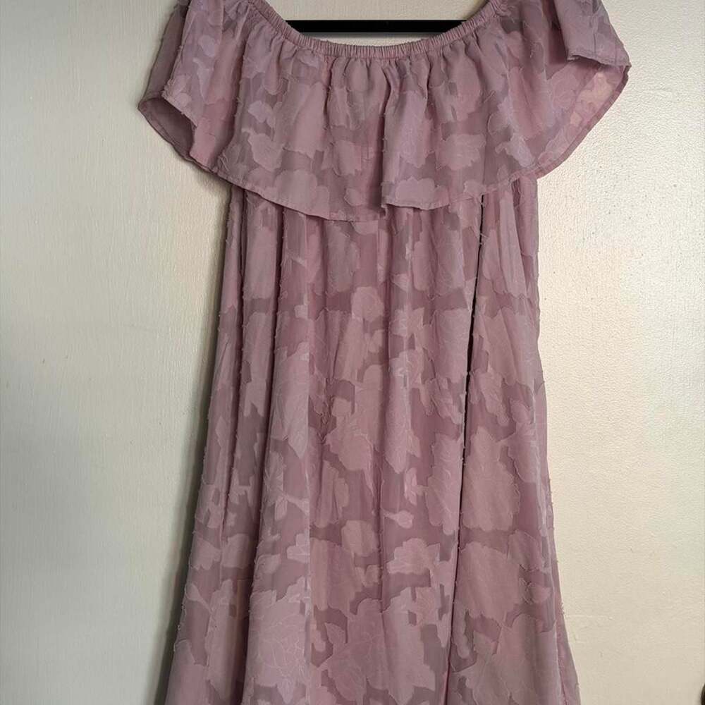 SirenLily Pink Off-The-Shoulder Ruffle Camo Dress
